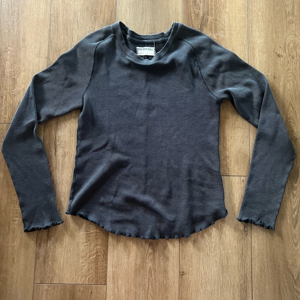 We The Free Charcoal Waffle Long-Sleeve